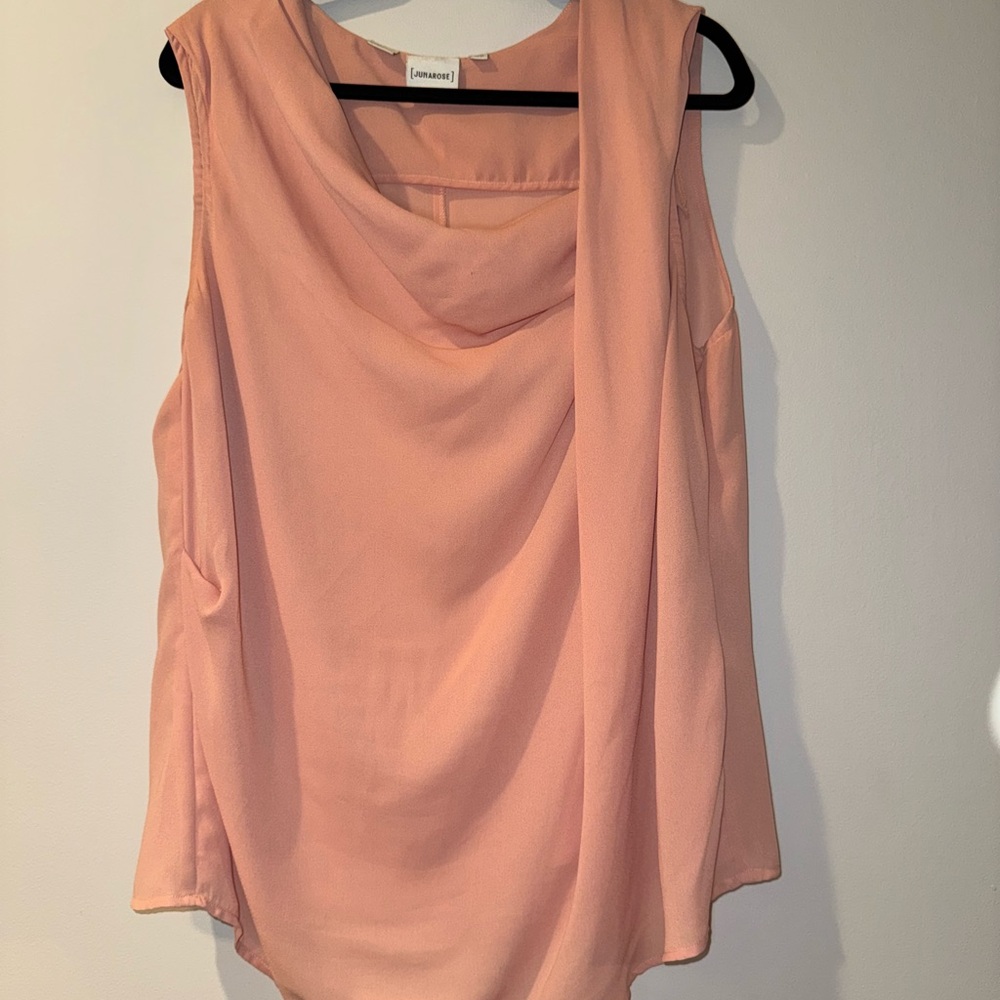 Junarose Pink Asymmetrical Sleeveless Blouse